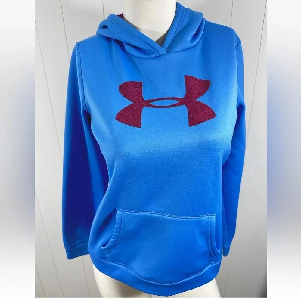 Under Armour Coldgear Hoodie Blue Pullover Fleece Size Youth XL